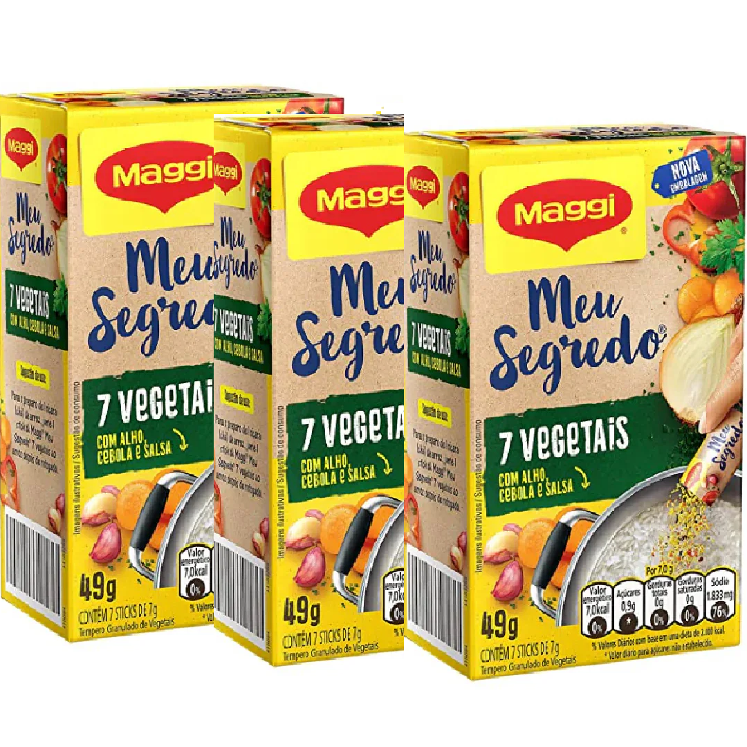 Maggi Tempero Meu Segredo: 7 Vegetais Com Alho, Cebola E Salsa (3x49g)